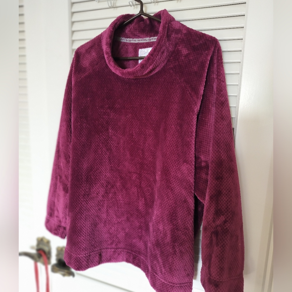 Muk Luks Deep Red Women's Cowl Neck Sweater